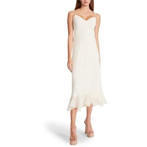Women's Sparkle Stone Embellished Slip Midi Dress Whisper White size：6